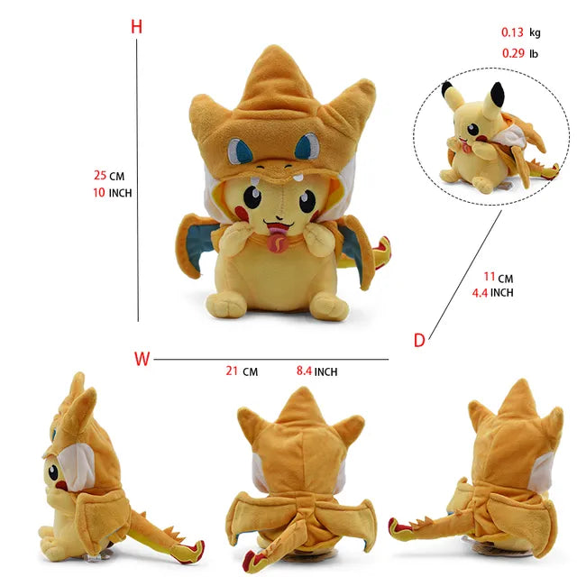 24 Pcs Pokemon Pikachu Cosplay Toys Charizard Snorlax Garchomp Tyranitar Hydreigon Anime Stuffed Plush Cartoon Peluche Dolls