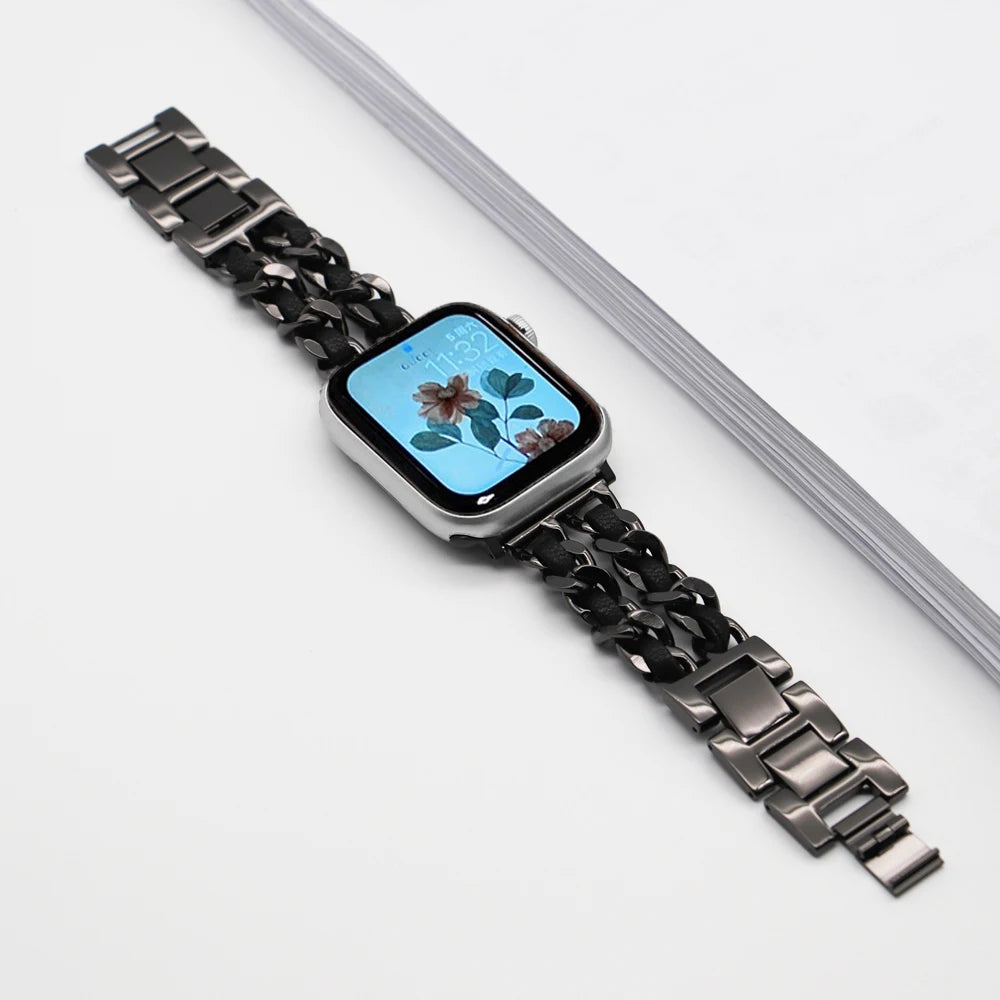 Strap For Apple Watch Ultra 49mm Band chain 45mm 41mm 38 42mm 40 44mm Bracelet Steel luxury iWatch series 8 7 6 se 5 4 3 Correa