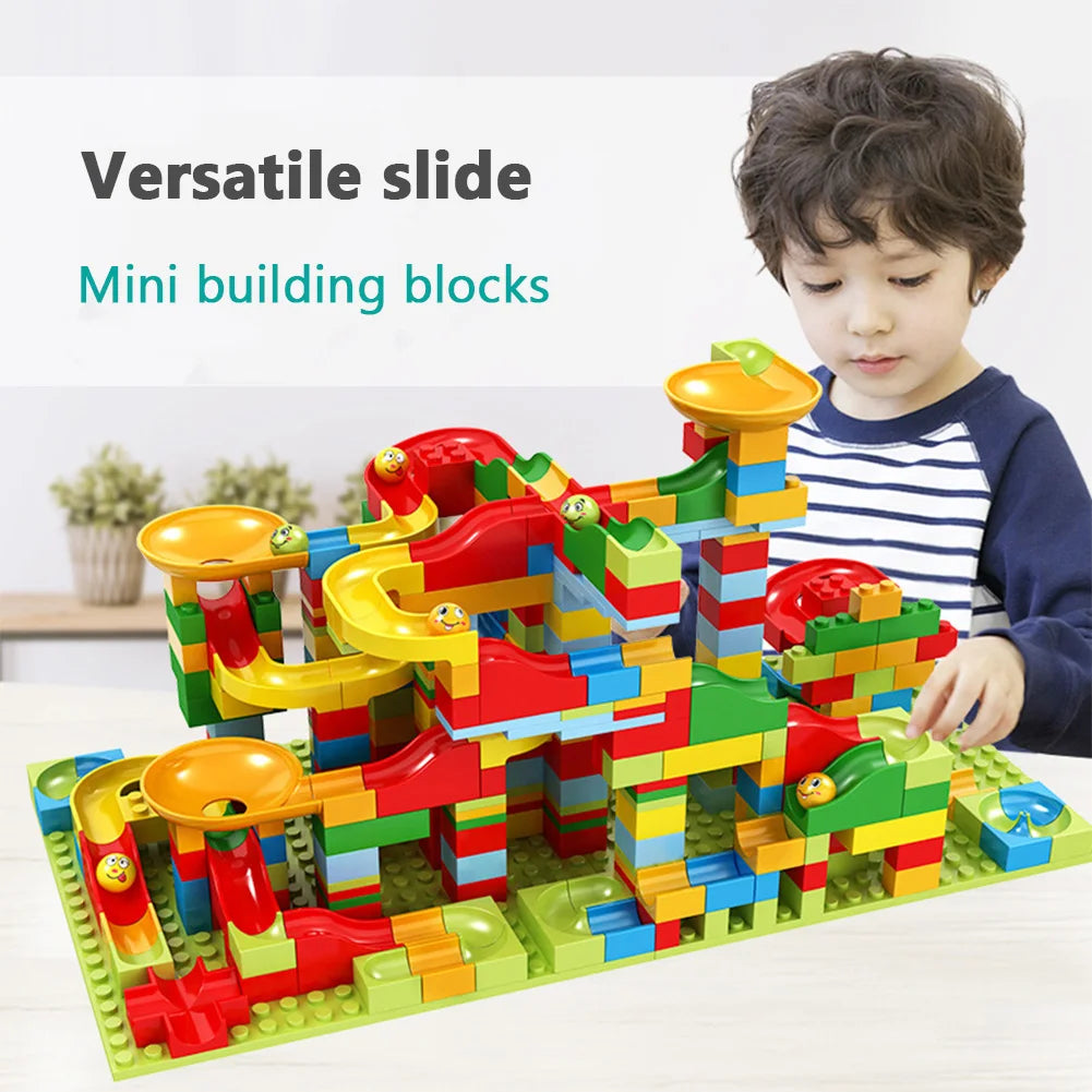 Dinosaur Ball Race Track Building Blocks For Kids Marble Race Track Ball Maze Game Building Set Construction Toys For Boys Girls