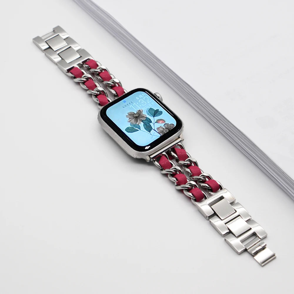 Strap For Apple Watch Ultra 49mm Band chain 45mm 41mm 38 42mm 40 44mm Bracelet Steel luxury iWatch series 8 7 6 se 5 4 3 Correa