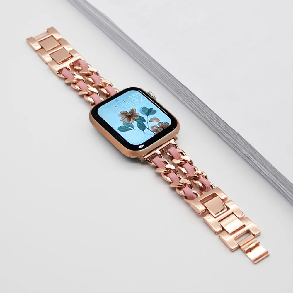 Strap For Apple Watch Ultra 49mm Band chain 45mm 41mm 38 42mm 40 44mm Bracelet Steel luxury iWatch series 8 7 6 se 5 4 3 Correa