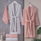 Hobby Line - Cotton Bathrobe Set - Pink Gray