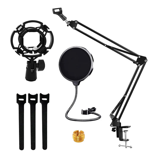 5Core Microphone Stand  Suspension Desk Scissor Boom Arm  w Shock Mount  Dual Layer Pop Filter