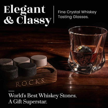 The Connoisseur's Set - Whiskey Stones & Twist Glass Edition