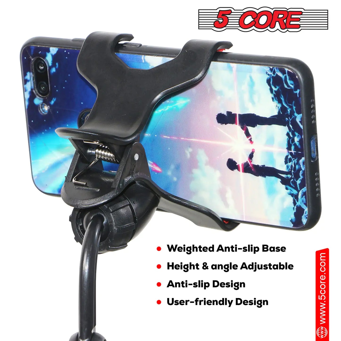 5Core Cell Phone Stand  Angle Adjustable Phone Holder for Desk  Compatible w iPhone & Android