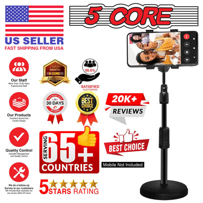 5Core Cell Phone Stand  Angle Adjustable Phone Holder for Desk  Compatible w iPhone & Android